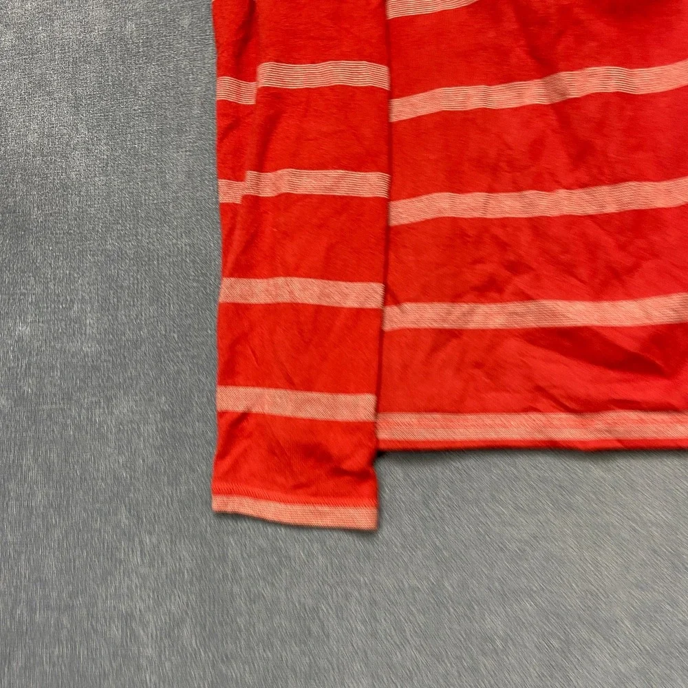 Banana Republic Sweater Mens Medium Red Gray Striped Cotton Crewneck Long Sleeve